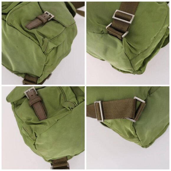 PRADA Backpack Nylon Green Silver Auth BA5271 - Picture 14 of 16